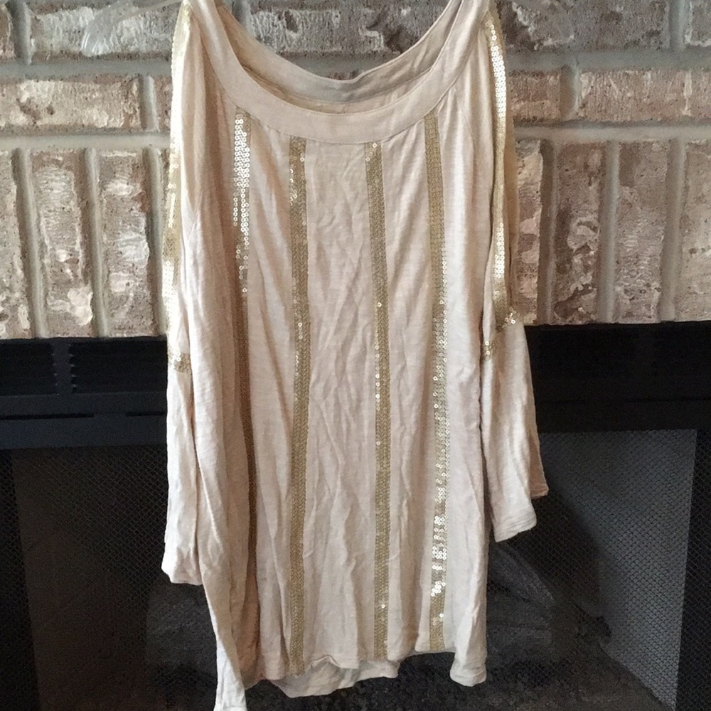 Chico's Quarter Sleeve Cold Shoulder Top Size 1